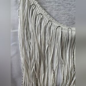 Express White Silver Fringe Sleeveless Shirt Size Small